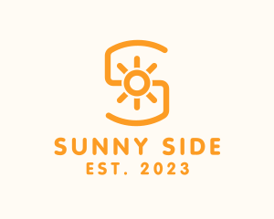 Orange Sunlight Letter S logo design