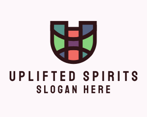 Letter U Stained Glass logo design