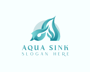 Wave Water Fluid Letter A logo design