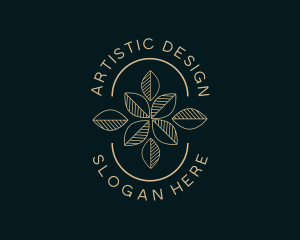 Geometric Leaf Flower logo design