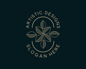 Geometric Leaf Flower logo design