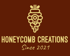 Yellow Honeycomb Kombucha  logo design