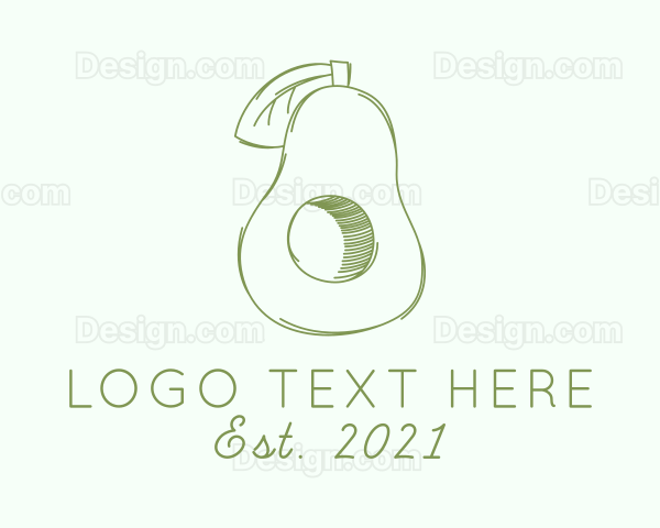 Avocado Fruit Sketch Logo