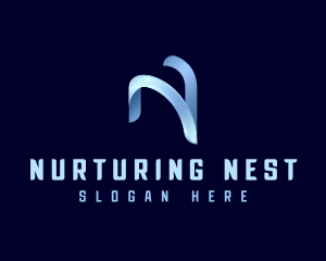 Metallic Glossy Letter N logo design