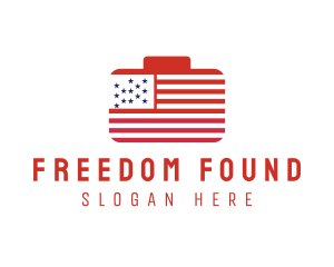 American Flag Suitcase  logo design