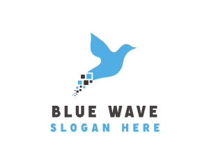 Blue Pixel Bird logo design