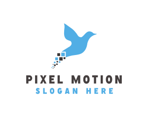 Blue Pixel Bird logo design