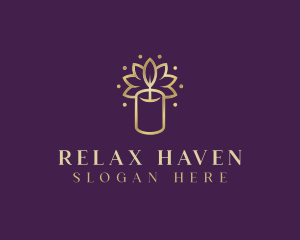 Spa Lotus Candle Relaxation logo design
