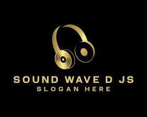 DJ Vinyl Headset Music logo design