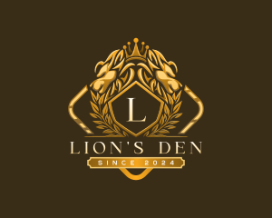 Lion Shield Crown logo design