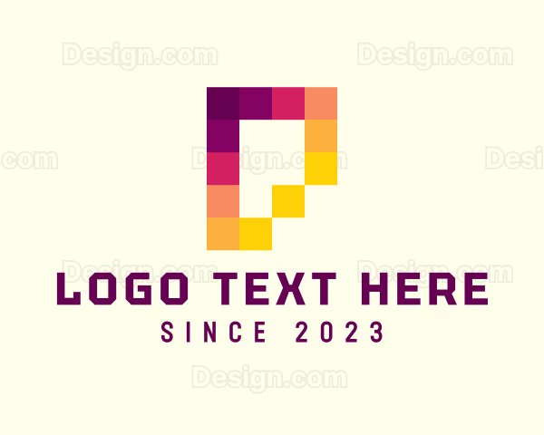 Multicolor Pixels Letter P Logo