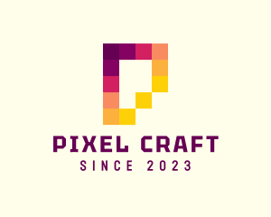 Multicolor Pixels Letter P logo design