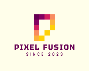 Multicolor Pixels Letter P logo design