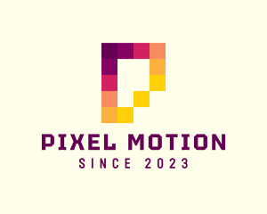 Multicolor Pixels Letter P logo design
