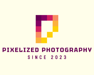 Multicolor Pixels Letter P logo design