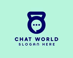 Kettlebell Chat Bubble  logo design