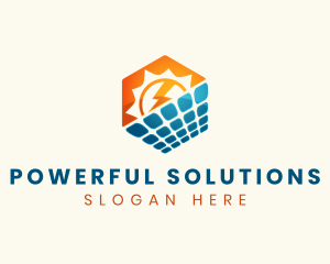 Hexagon Solar Panel Energy logo design