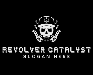 Revolver Skull Combat logo design