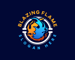 Fire Water Pipe HVAC logo design