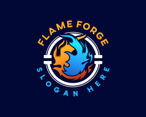 Fire Water Pipe HVAC logo design