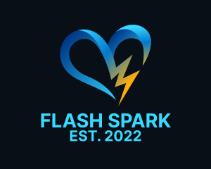 Thunder Flash Heart  logo design