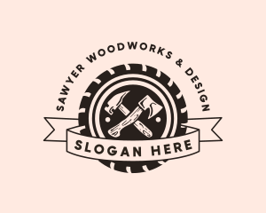 Hammer Axe Woodworking logo design