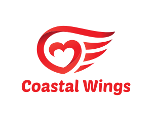 Red Heart Wings logo design