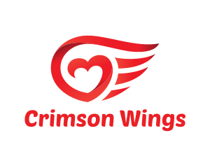 Red Heart Wings logo design