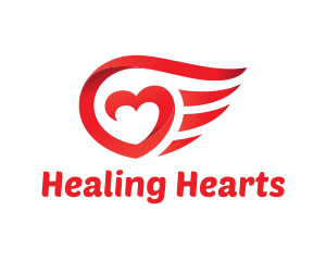 Red Heart Wings logo design