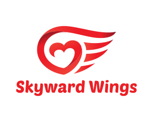 Red Heart Wings logo design