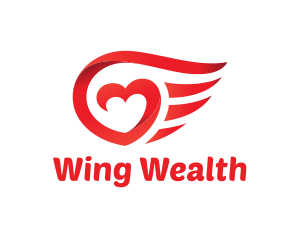 Red Heart Wings logo design