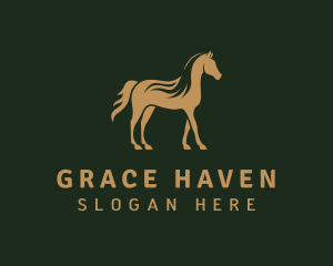 Gold Stallion Horse Logo