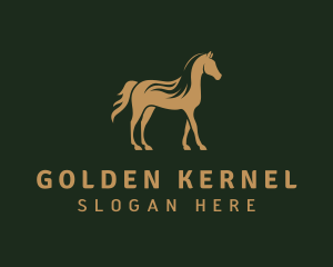 Gold Stallion Horse logo design