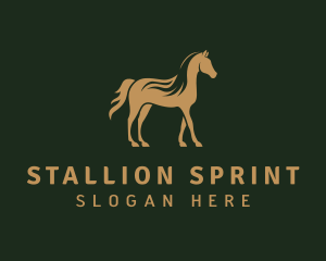 Gold Stallion Horse logo design