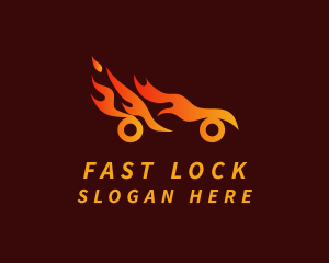 Orange Fast Car Fire logo design