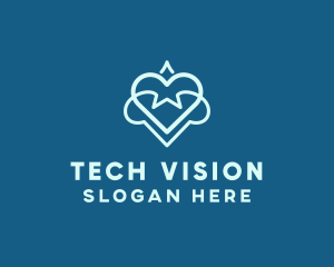 Futuristic Tech Heart logo design