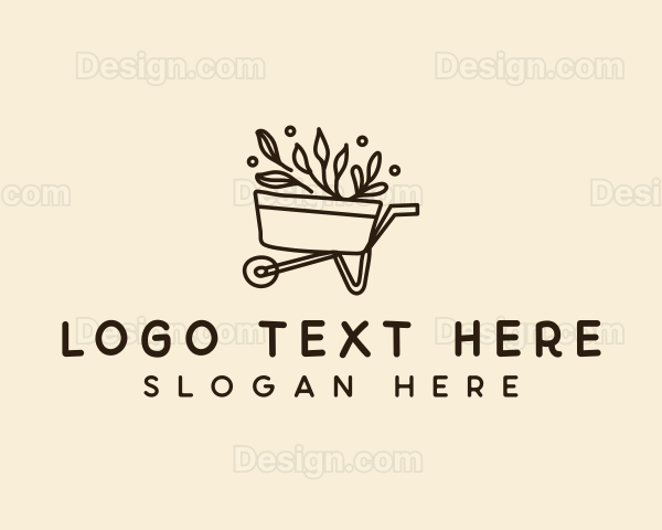 Garden Plant Wheelbarrow Logo