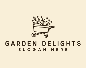 Garden Plant Wheelbarrow logo design