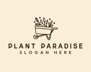 Garden Plant Wheelbarrow logo design