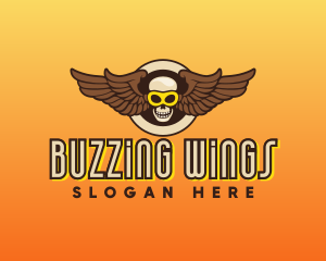 Goggle Skull Wing Gaming logo design