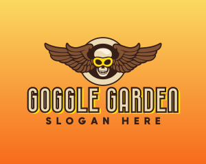 Goggle Skull Wing Gaming logo design