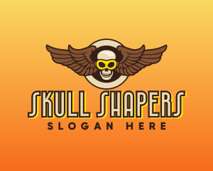 Goggle Skull Wing Gaming logo design