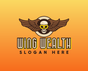 Goggle Skull Wing Gaming logo design