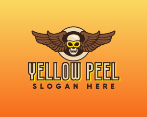 Goggle Skull Wing Gaming logo design