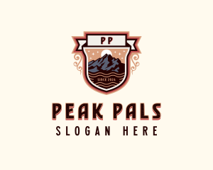 Trekking Mountain Peak logo design