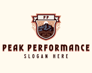 Trekking Mountain Peak logo design