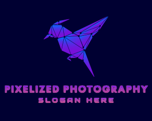 Geometric Cyber Bird logo design