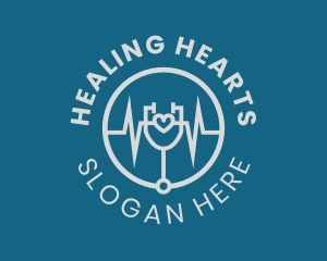 Stethoscope Heart Lifeline logo design