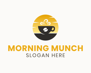 Sunrise Hot Coffee Bean logo design