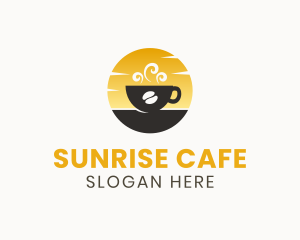 Sunrise Hot Coffee Bean logo design